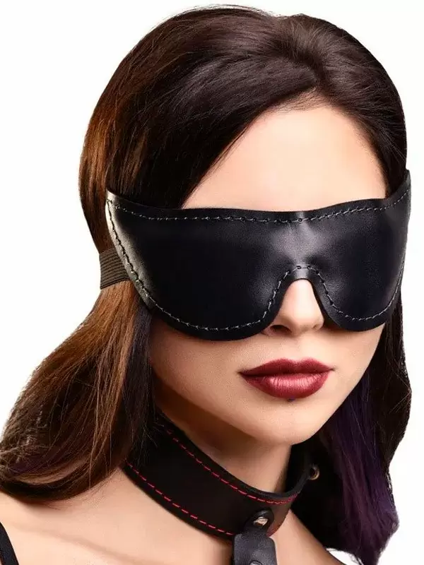 Маска на глаза Pecado BDSM, мягкая, закрытая, натуральная кожа, черная