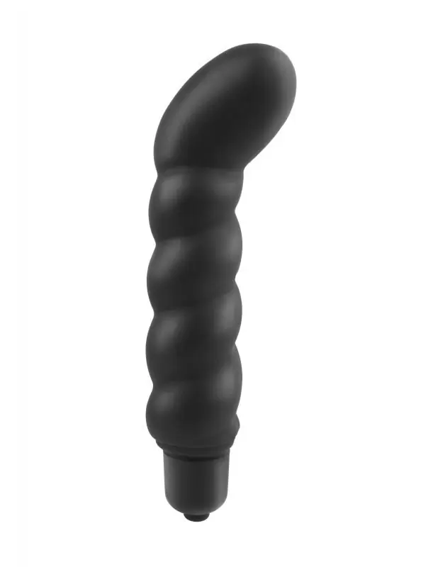 Ребристый стимулятор простаты Ribbed P-Spot Vibe с вибрацией – черный