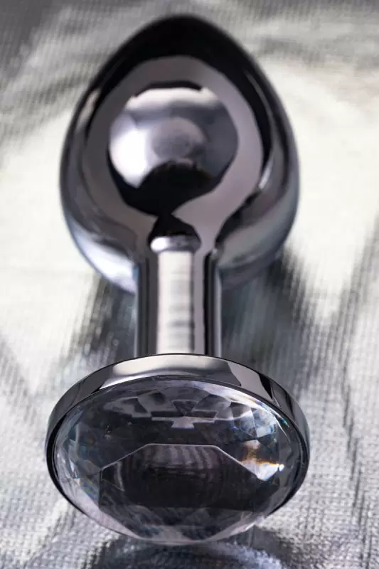 Маленькая изящная анальная пробка TOYFA с кристаллом цвета алмаза - серебристый с белым