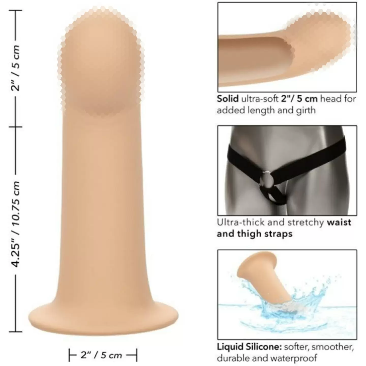 Фаллопротез из силикона Performance Maxx Extension with Harness (15,75 х 5 см.)