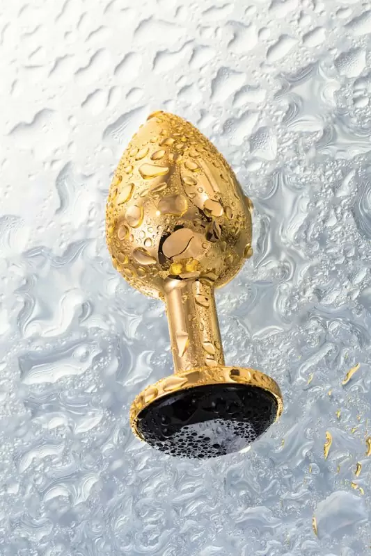 Изящная анальная пробка TOYFA с кристаллом цвета турмалина - золотистый с черным