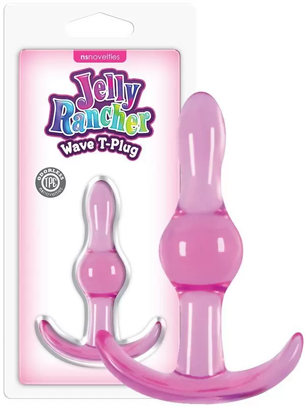 Анальная пробка Jelly Rancher T-Plug Wave волнистая – розовый