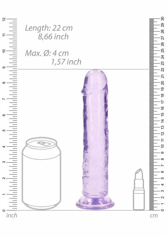 Реалистичный фаллоимитатор Shots toys, 22 см, ТПЕ, прозрачный фиолетовый
