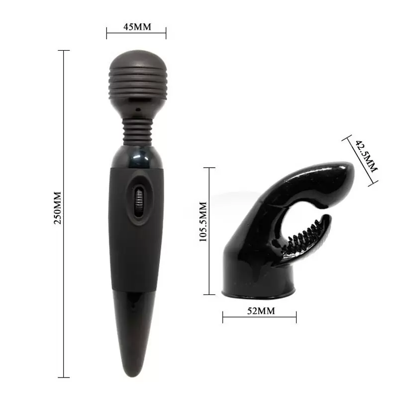 Вибратор с гибкой головкой Sensual Massager со сменной насадкой – черный