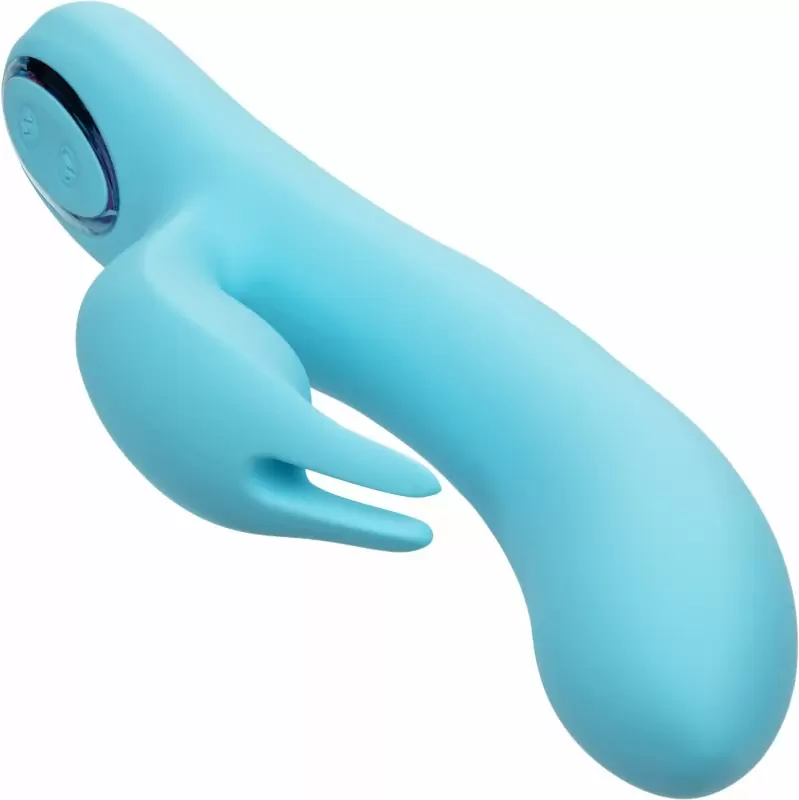 Изогнутый вибратор-кролик AZURE COLLECTION - BUNNY G, 22,8 см, силикон, голубой