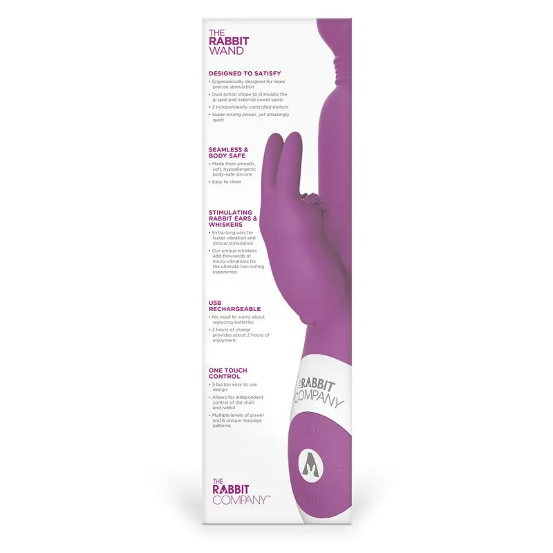 Перезаряжаемый вибромассажер кролик The Rabbit Wand со стимулятором клитора – фиолетовый