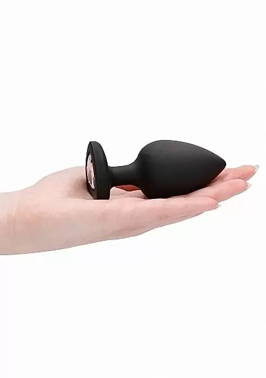 Анальная пробка из силикона Diamond Heart Butt Plug - Extra Large - Black