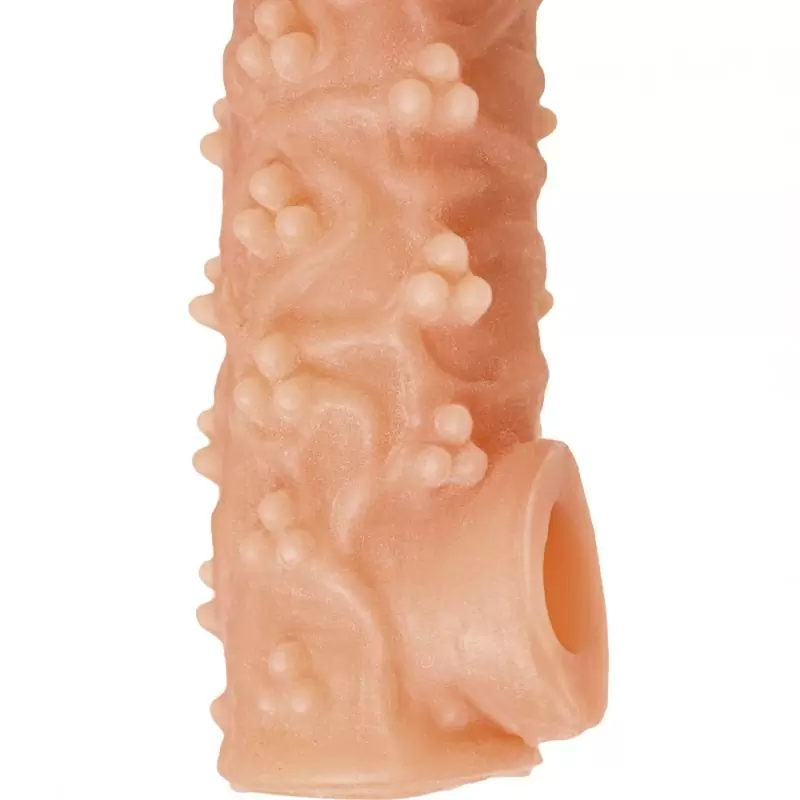 Реалистичная насадка на пенис с узором из мелких шариков и отверстием для мошонки «Cock sleeve» (большая), Kokos