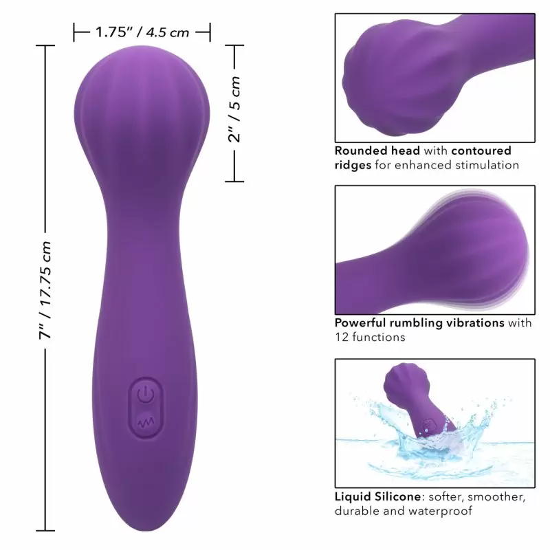 Фактурный вибратор-ванд Stella Liquid Silicone O Wand, 18 см, силикон, фиолетовый