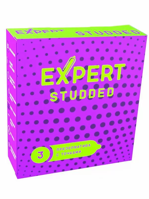 Рельефные презервативы EXPERT Studded, облегающие, точечные, 3 шт
