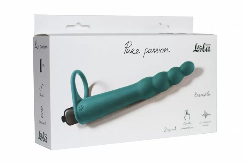 Вибронасадка для двойного проникновения Pure Passion Bramble, зеленая