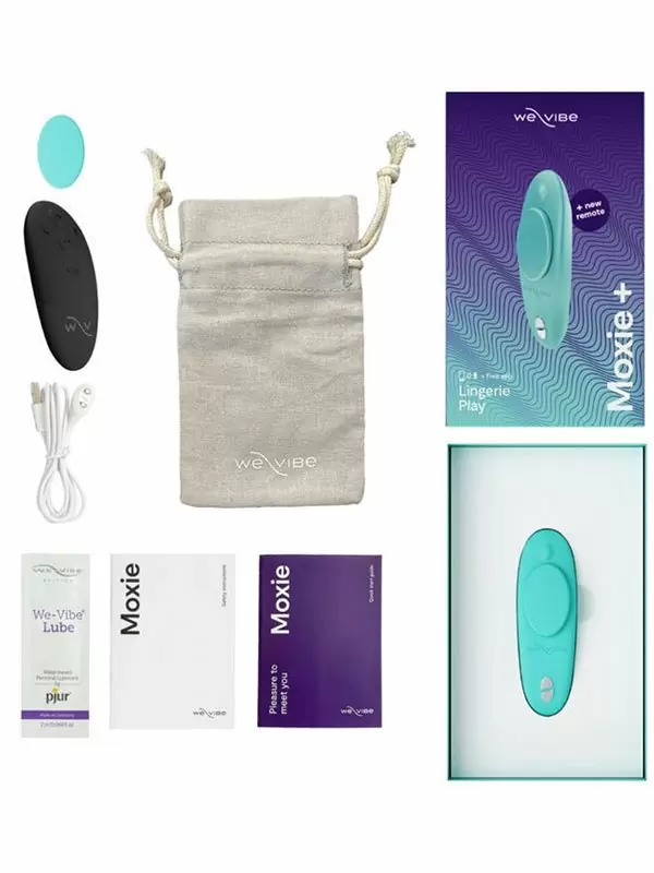 Интерактивный стимулятор клитора Womanizer We-Vibe Moxie+, с пультом Д/У, управление через приложение, 10 режимов, крепление на бельё
