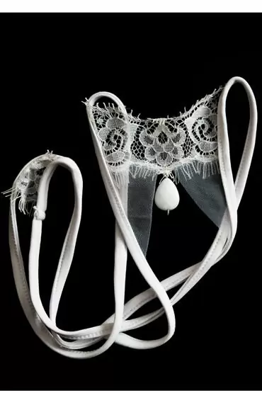 Белые кружевные трусики ручной работы Dolce Piccante Goccia с доступом - S