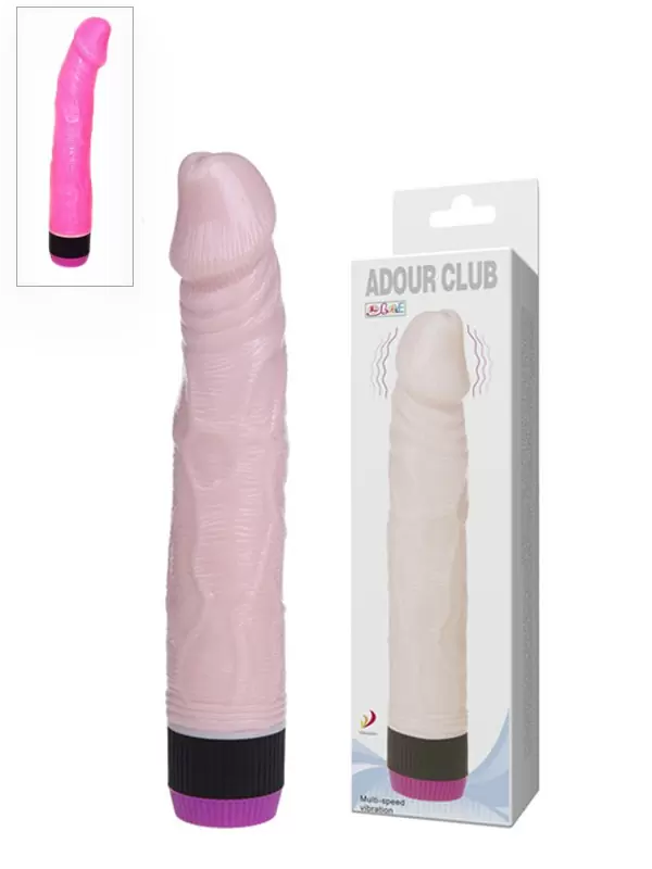 Вибратор-реалистик Adour Club с загнутой головкой – розовый