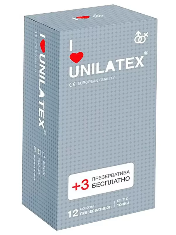 Презервативы Unilatex Dotted с пупырышками - 12 шт