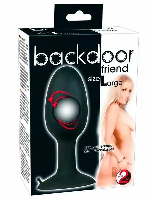Гладкая анальная пробка Backdoor Friend, со смещенным центром тяжести, 12 см, силикон, черный