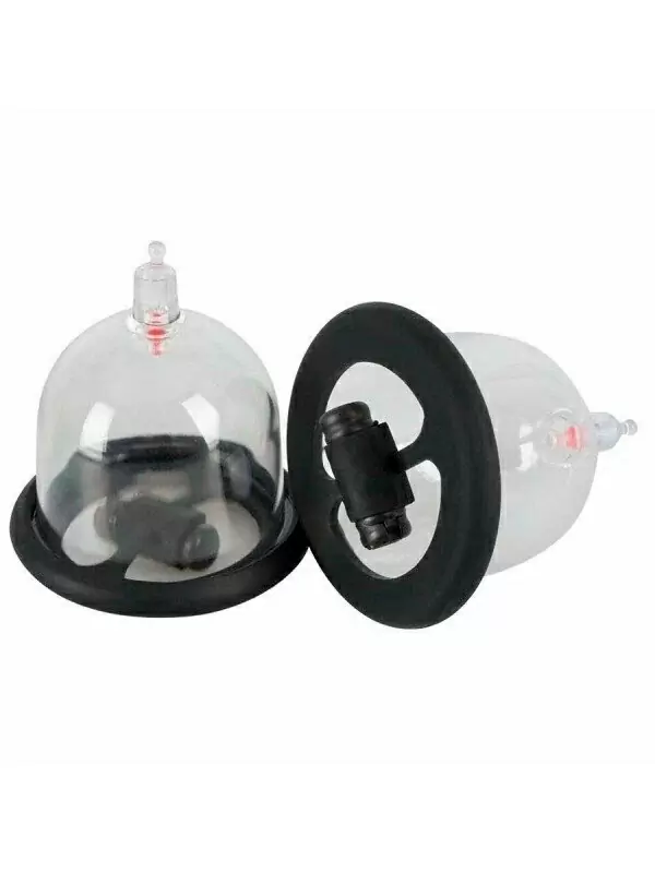 Вакуумная помпа для сосков Orion Bad Kitty Vibrating Nipple Cups, диаметр 5,7 см, силикон, черный с прозрачным