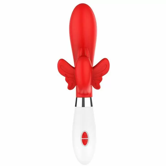 Изогнутый вибратор-кролик Alexios, 21 см, 10 режимов, красный