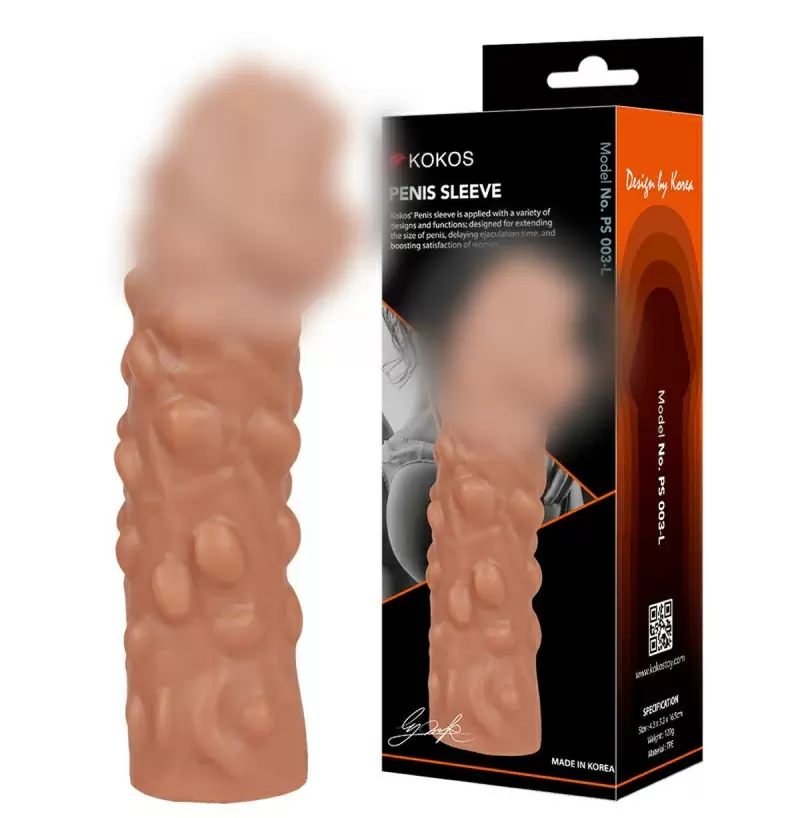 Реалистичная насадка на пенис с бугорками, Kokos, размер L