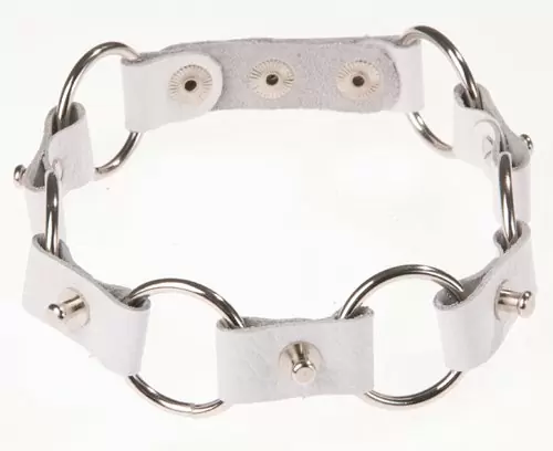 Ошейник с кольцами и шипами White