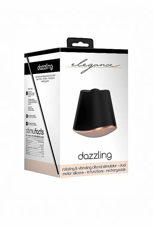 Клиторальный стимулятор с вибрацией и ротацией Dazzling (черный)