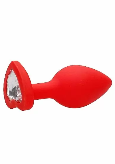 Анальная пробка из силикона Diamond Heart Butt Plug - Large - Red