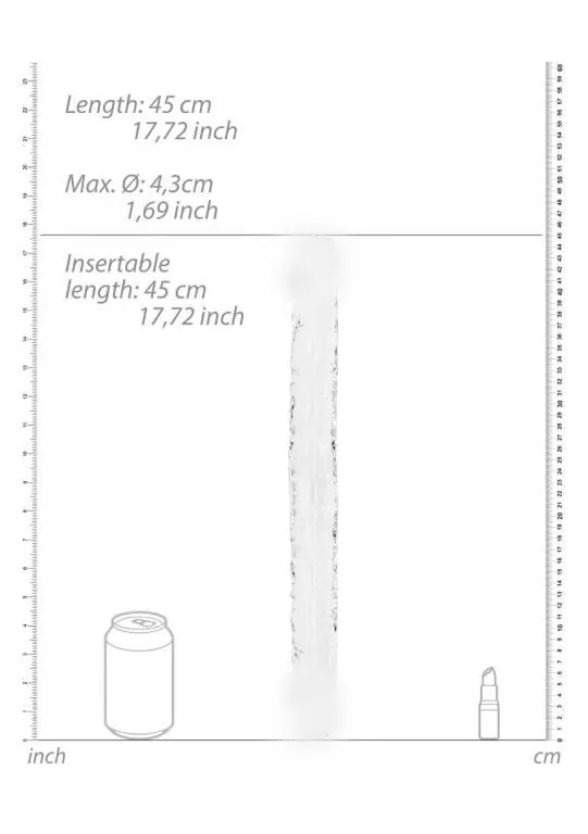 Реалистичный фаллоимитатор Shots toys, 45 см, двусторонний, прозрачный