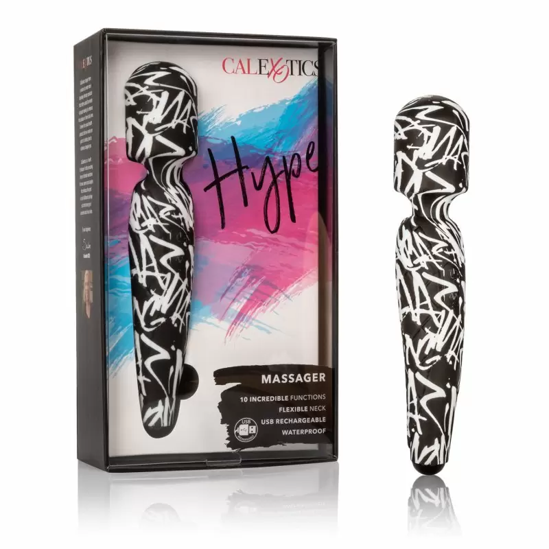 Пёстрый вибромассажёр классической формы Calexotics Hype™ Massager – чёрный, белый 