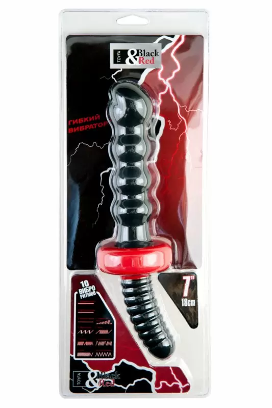 Анальный волнистый вибратор с двойным мотором TOYFA Black&Red – чёрный
