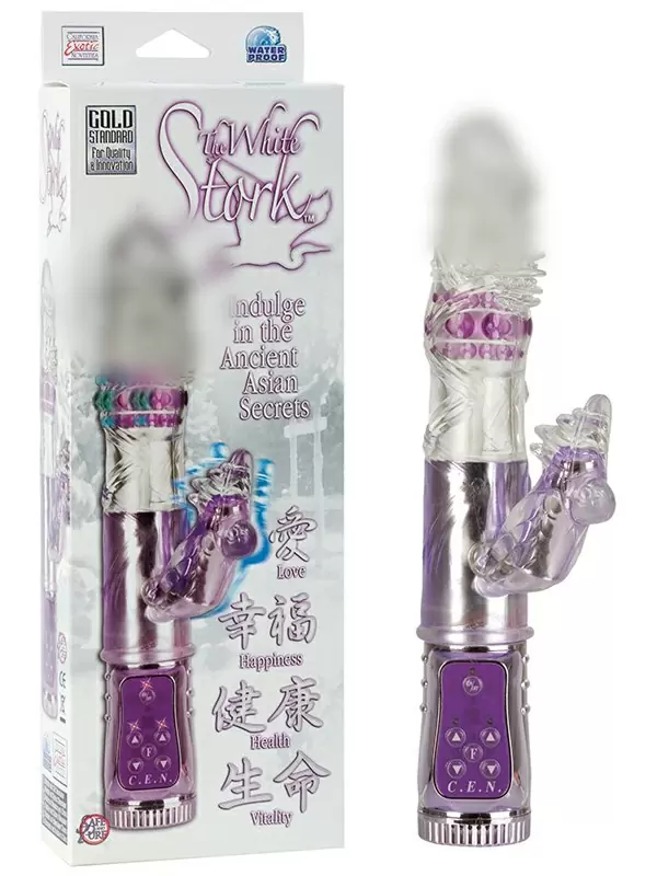 Хай-Тек вибромассажер The White Stork с ротацией – фиолетовый