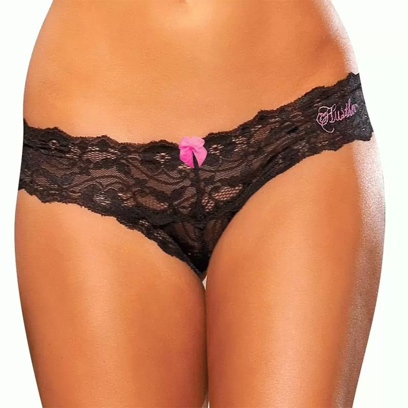 Черные трусики-тонг с узкими бочками Hustler Lingerie – M/L