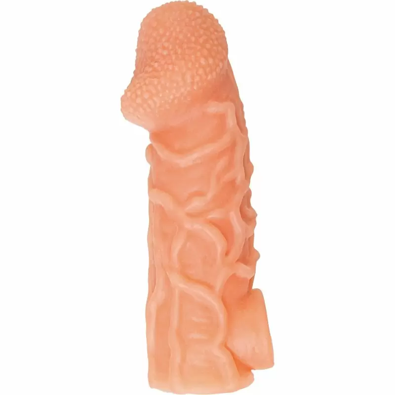 Реалистичная насадка на пенис с венками и отверстием для мошонки «Cock sleeve» (средняя), Kokos