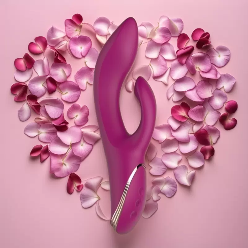 Изогнутый вибратор-кролик Anasteisha AN Leaf, 22 см, 10 режимов,  с функцией манящего движения, вишневый