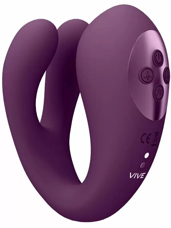 Вибратор Shots Toys Yoko тройного действия, 20 режимов работы, с функцией «мгновенный оргазм», фиолетовый