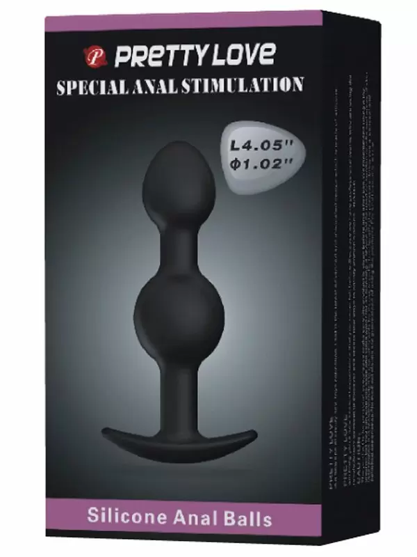 Анальная втулка Pretty Love, со смещённым центром тяжести, 11 см, силикон, черный