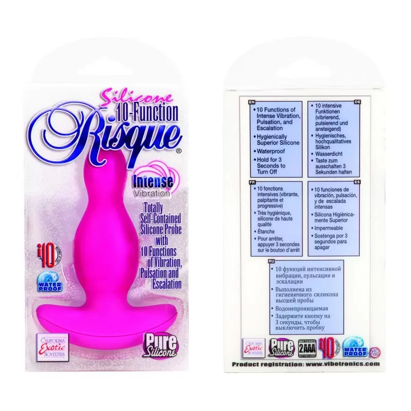 Анальная пробка с вибрацией Silicone 10 Function Risque – розовый