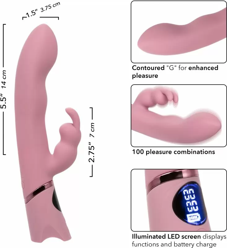 Рельефный вибратор-кролик ORGASMATRON DIGTL G-BNY, 22.2 см, силикон, розовый