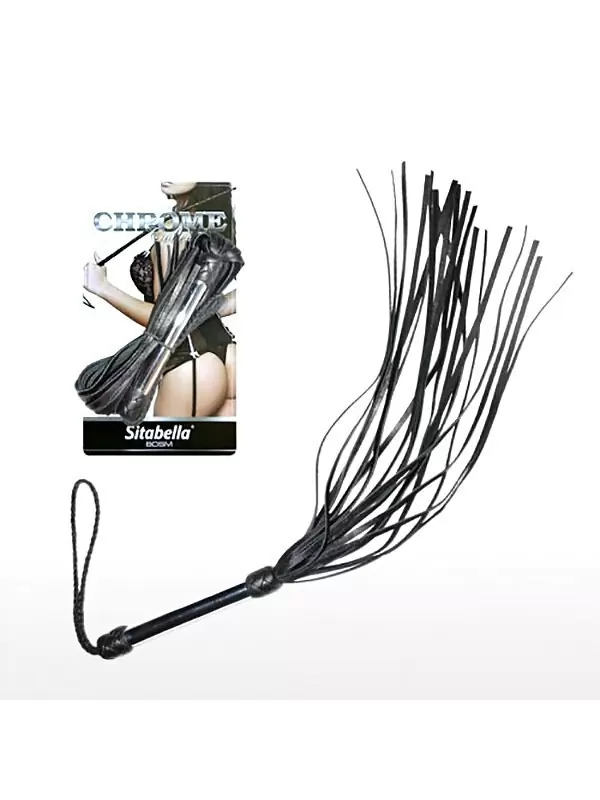 Кожаная плеть Sitabella Chrome Collection – черный с серебристым