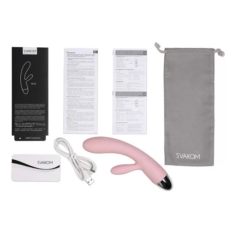 Двойной вибромассажер Alice с интеллектуальным режимом – нежно розовый	