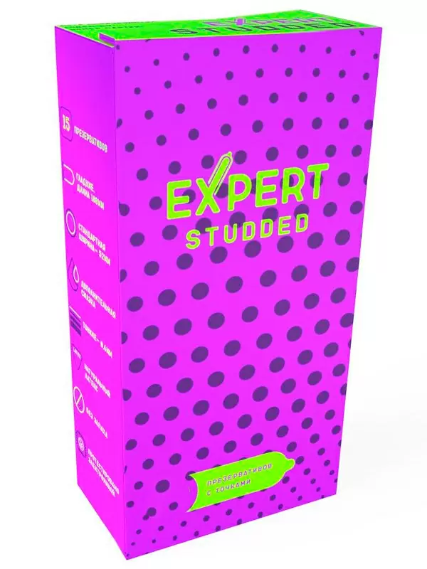 Рельефные презервативы EXPERT Studded, облегающие, точечные, 12 шт