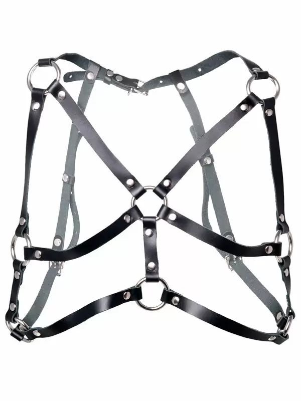 Портупея Pecado BDSM, «Соблазн» с кольцами, натуральная кожа, черная