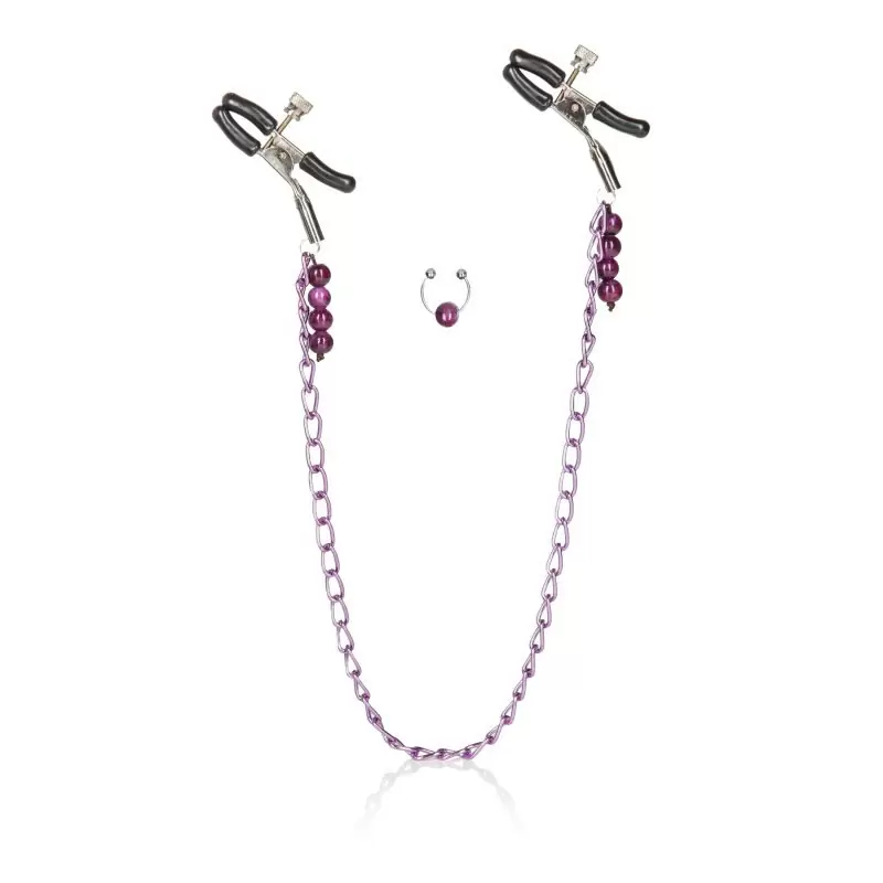 Зажимы на соски Nipple Play Nipple Clamps с цепочкой – фиолетовый