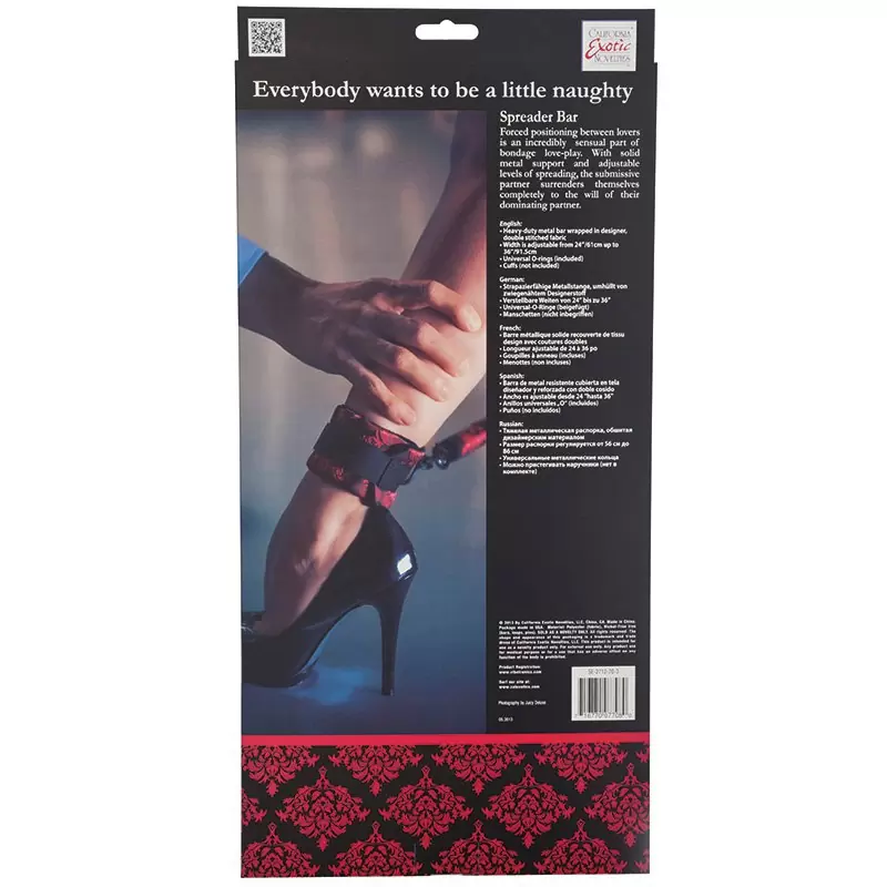 Металлический стержень с креплениями для бондажа Scandal Spreader Bar в атласе