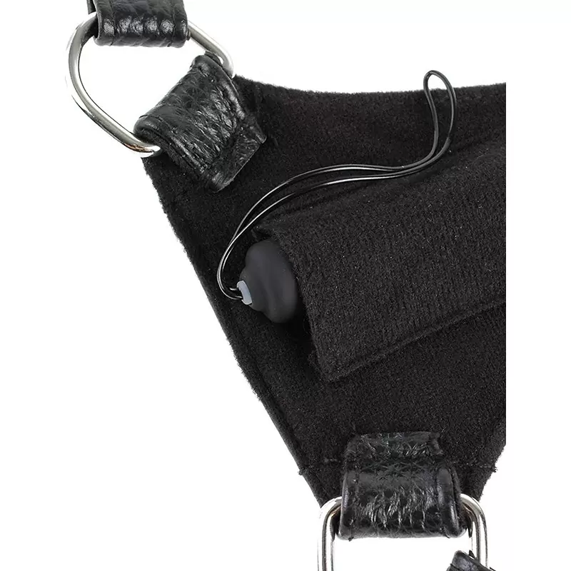 Страпон-трусики с вибрацией Leather Fantasy Harness кожаные