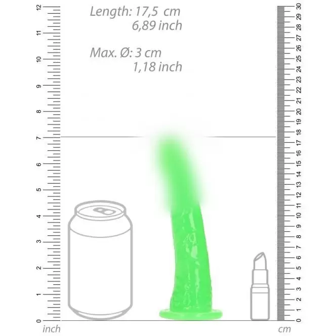 Фаллоимитатор на присоске «Slim Realistic Dildo With Suction Cup» люминесцентный