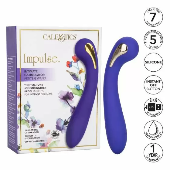 Изогнутый вибратор Impulse Estim Petite G Wand, 7 режимов, 19 см, силикон, синий