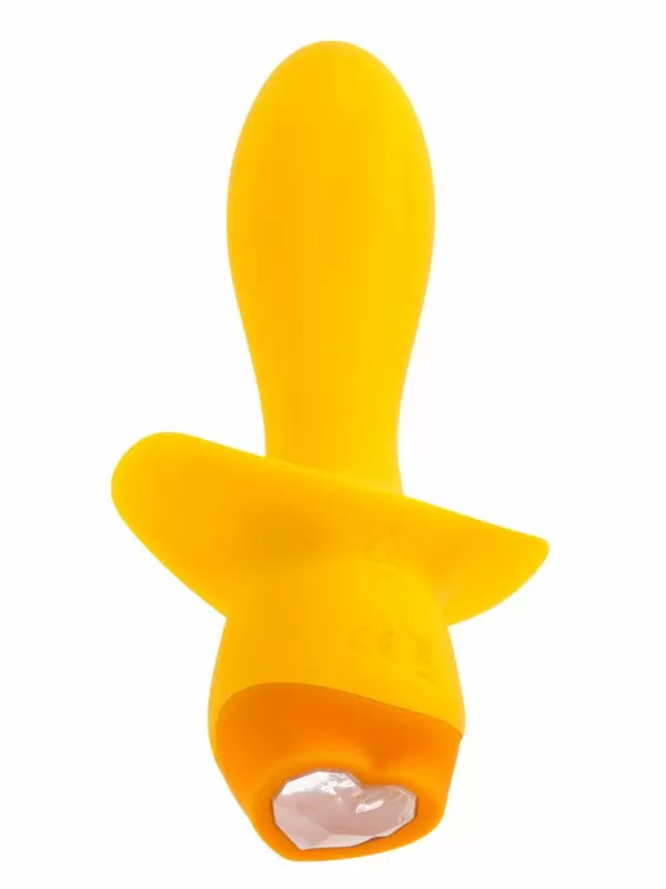 Элегантная анальная вибропробка Evolved Mellow Yellow, 13,5 см, с кристаллом, силикон, 10 режимов, желтый
