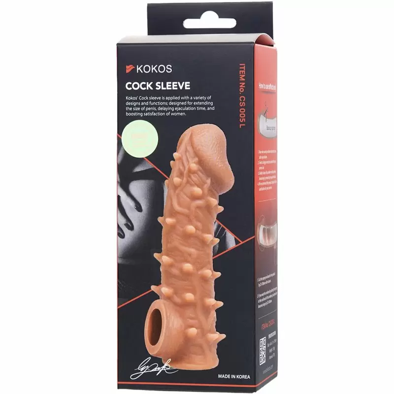 Реалистичная насадка на пенис с бугорками «Cock sleeve» (большая), Kokos