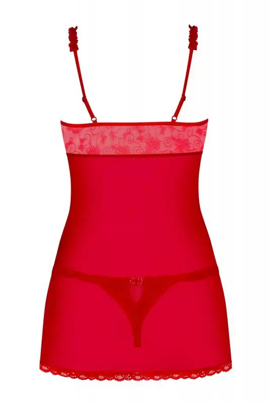 Полупрозрачный красный беби долл и трусики Romansia (Obsessive) – S/M