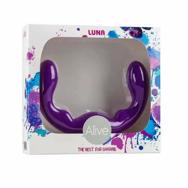 Безремневой двухсторонний страпон Luna - фиолетовый